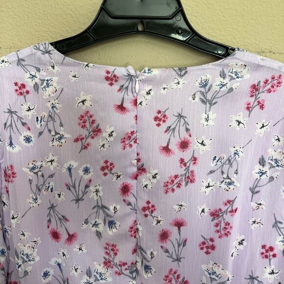 Floral Lavender Boho Bell Sleeve Mini Dress - Picture 9 of 13